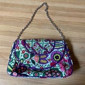 Vera Bradley Viva La Vera Pattern Petite Clutch Handbag W Removable chain